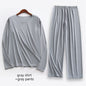 Large Size Men Ice Silk Pajamas Solid Shirt & Pants 2Pcs Pijamas Sleep Set Thin Home Clothing Sleepwear Summer Nightwear Suit