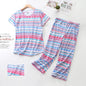 Pajama Sets for Women Summer Short Sleeve Plus Size Lightweight Sleepwear Suit Cute Fresh Homewear 2pcs Suits