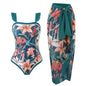 2026 New 2-Piece Women Bikini Set Bodysuit Skirt Cover Ups Sets Women Swimsuit Bandage Bathing Fashion Print Splice Beach Suit