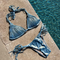 Sexy Braid Bikini Swimsuit Brazilan Bikini Set Swimwear for Women High Leg Halter Two Piece Bathing Suits Summer Female