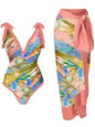 2026 New 2-Piece Women Bikini Set Bodysuit Skirt Cover Ups Sets Women Swimsuit Bandage Bathing Fashion Print Splice Beach Suit