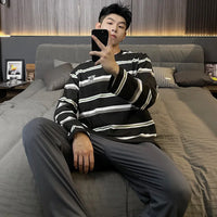 Autumn Cotton Pijama for Men Plus Size 3XL Lounge Pyjamas Set Male 2 Pieces Set Sleepwear Sleeping Top Pant Home Suit 2022