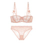 Varsbaby Sexy Lace Bra Underwear Set 2pcs Half Cup Bra Breathable See-through Briefs Sexy Lingerie plus size bra set