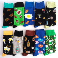 10 Pairs/Lot Funny Happy Men Socks Crew Socks Colorful Combed Cotton Christmas Rhombus Casual Fashion Autumn Big Size Men Socks