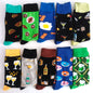 10 Pairs/Lot Funny Happy Men Socks Crew Socks Colorful Combed Cotton Christmas Rhombus Casual Fashion Autumn Big Size Men Socks
