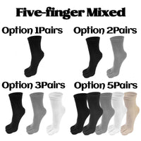 1-5Pairs Five/Two Fingers Toe Socks Breathable Autumn Socks Unisex Sports Running Absorb Sweat Antibacterial Mid-calf Socks 2025