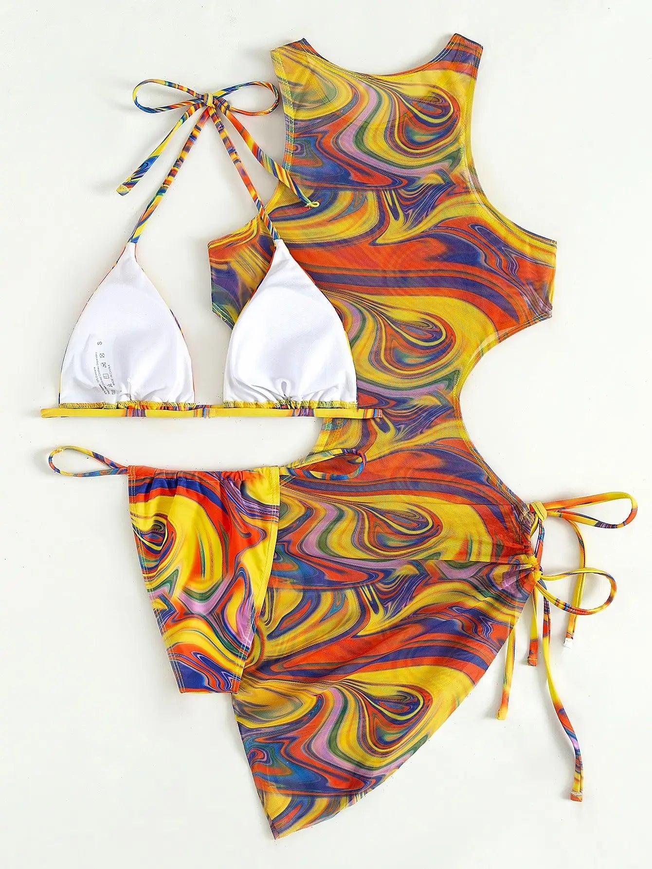 3 Pieces Bikini Set Women Leopard Halter Sexy Swimsuit 2026 Bikinis With Beach Cover Up Swimwear Backless Bandage Bathing Suit