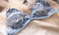 French Niche Lingerie Set Embroidered Mesh Triangle Cup Wireless Bralette Retro Lace Thin Sexy Comfortable Bra USA Tushy MOYISU
