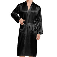 Burgundy Bridegroom Wedding Robe Long Kimono Bathrobe Gown with Pocket Belt Spring Summer Sleepwear Homewear Satin Loungewear