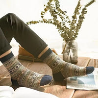 Men's Socks Retro Ethnic High Tube Stocks Autumn Winter Thick Warm Socks Japanese Thick Ins Socks Breathable