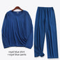 Large Size Men Ice Silk Pajamas Solid Shirt & Pants 2Pcs Pijamas Sleep Set Thin Home Clothing Sleepwear Summer Nightwear Suit
