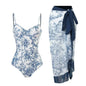 2026 New 2-Piece Women Bikini Set Bodysuit Skirt Cover Ups Sets Women Swimsuit Bandage Bathing Fashion Print Splice Beach Suit