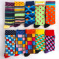 10 Pairs/Lot Funny Happy Men Socks Crew Socks Colorful Combed Cotton Christmas Rhombus Casual Fashion Autumn Big Size Men Socks
