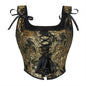 Blue Jacquard Corset Sexy Shoulder Straps Overbust Bustiers Crop Top Lace Up Brocade Vest Lingerie Gothic For Women Outfit