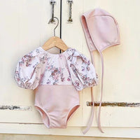 2024 New Summer Infant Baby Girls Swimsuit+Hat 0-3Yrs Kids Swimwear Toddler Baby Girls Beachwear Short Sleeved Printing Rompers