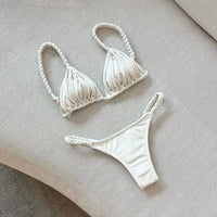 Sexy Braid Bikini Swimsuit Brazilan Bikini Set Swimwear for Women High Leg Halter Two Piece Bathing Suits Summer Female