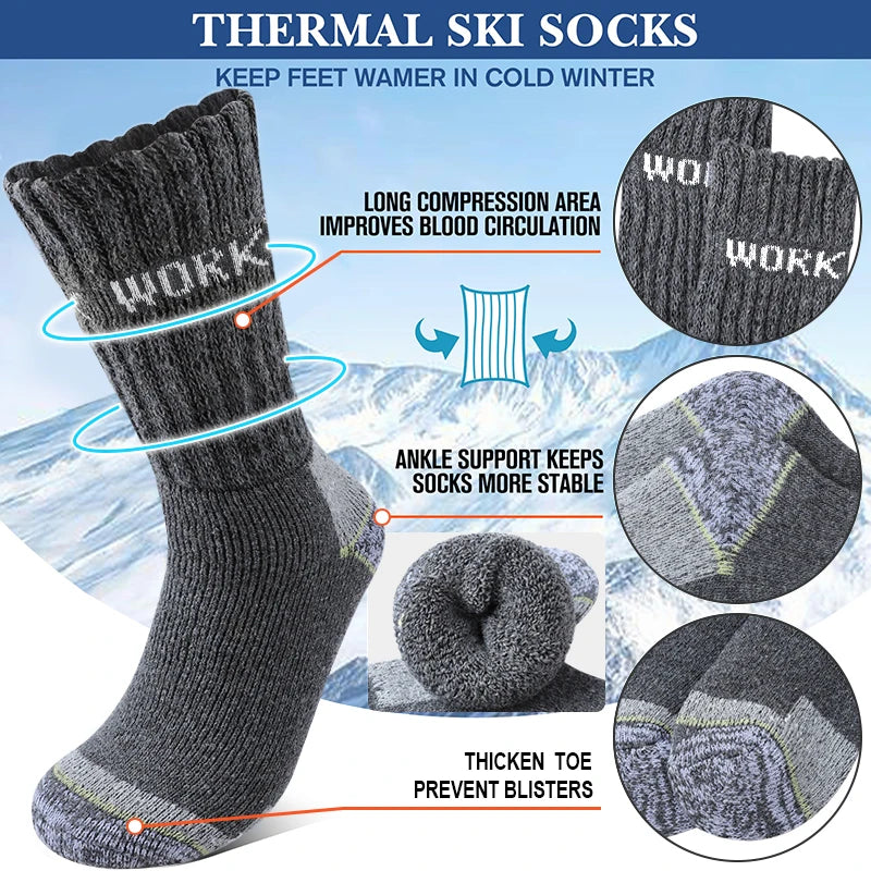 3Pairs Thicken Winter Socks for Men Thermal Soft Work Mid Calf Socks Warm Comfortable Home Socks Sports