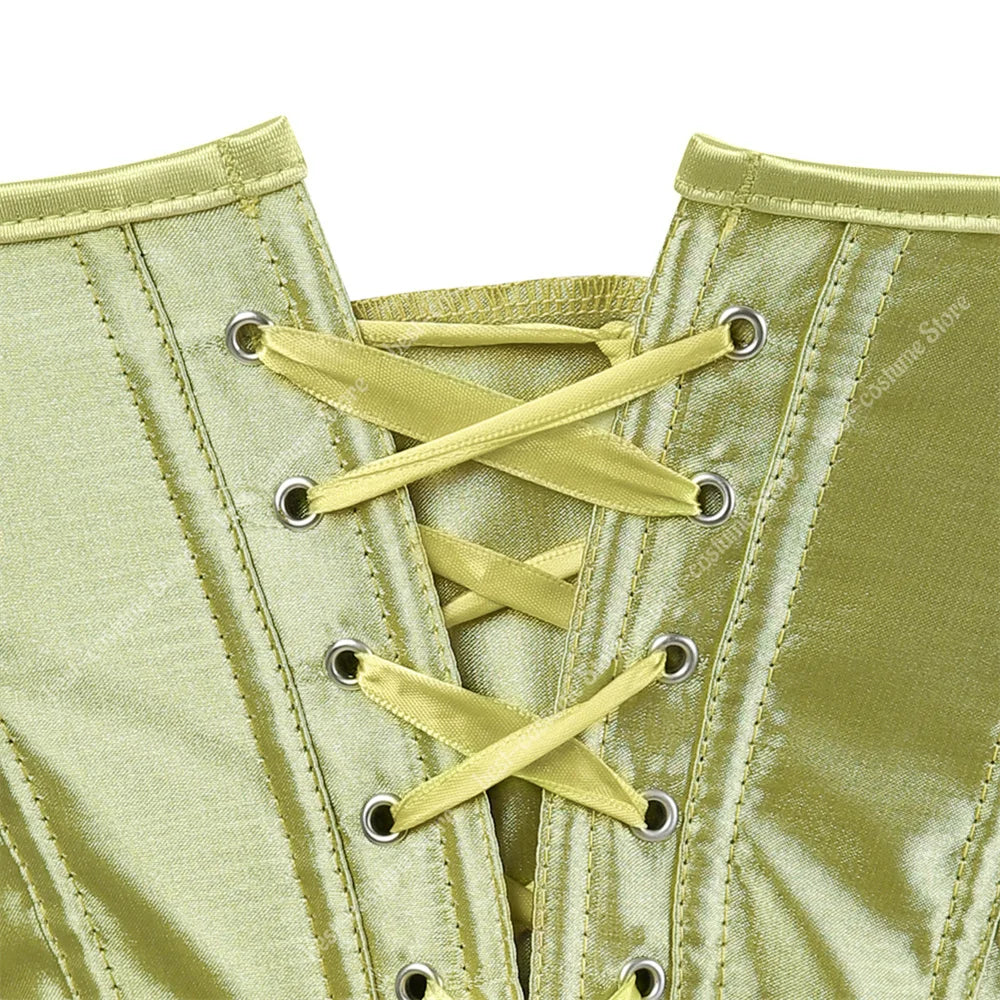 Bustier Corset Tops for Women Overbust Satin Sexy Lace Up Corset Gold Gothic Corset and Bustiers