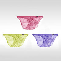 3PCS Japanese men's underwear ice silk low waist sexy triangle pants U convex three-dimensional silky tight