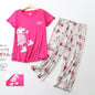 Pajama Sets for Women Summer Short Sleeve Plus Size Lightweight Sleepwear Suit Cute Fresh Homewear 2pcs Suits
