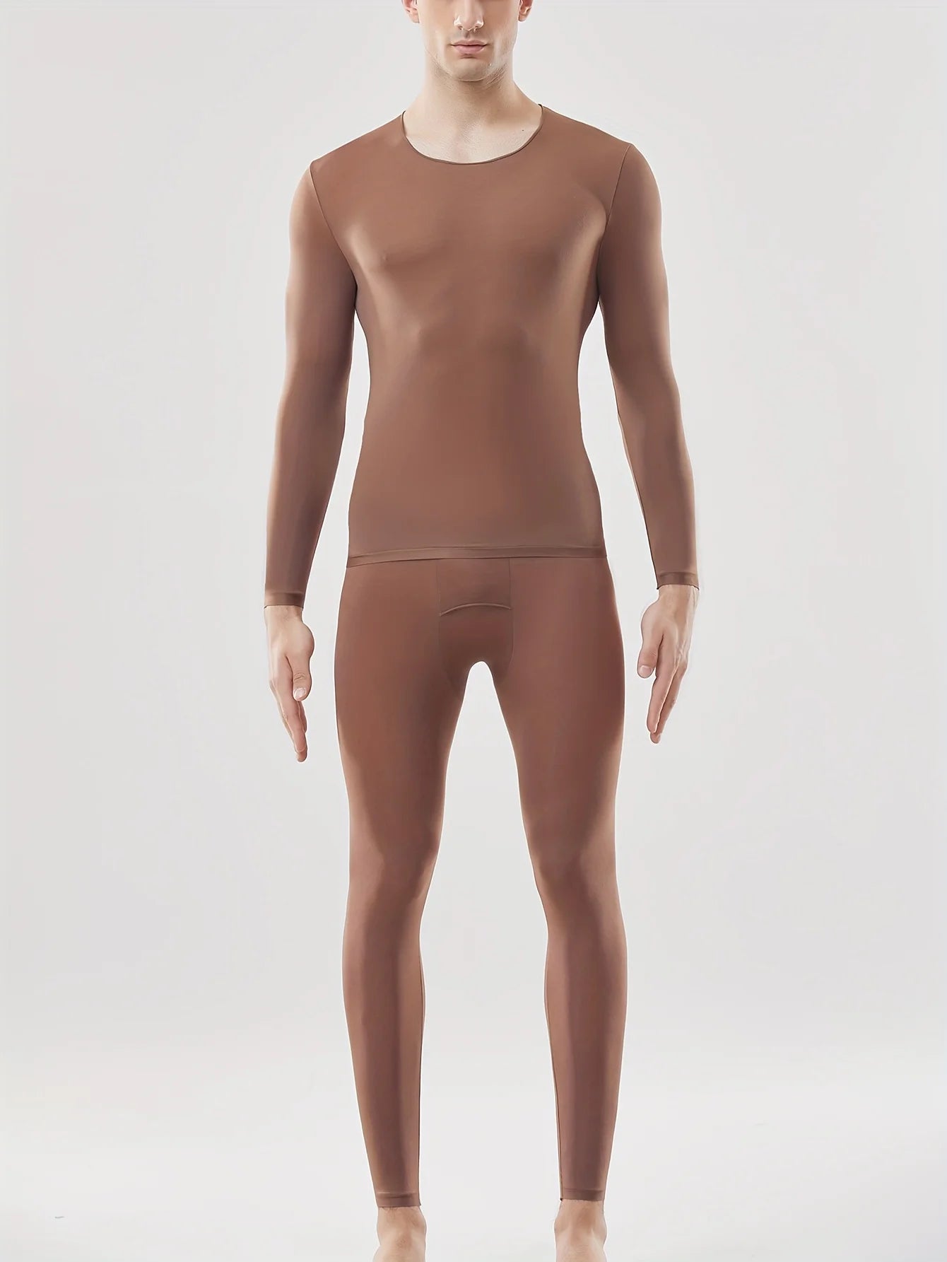 Autumn and Winter Men's Thermal Underwear Set - Semi-Transparent Comfortable Stretch Warm Top and Pants
