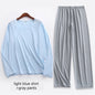 Large Size Men Ice Silk Pajamas Solid Shirt & Pants 2Pcs Pijamas Sleep Set Thin Home Clothing Sleepwear Summer Nightwear Suit