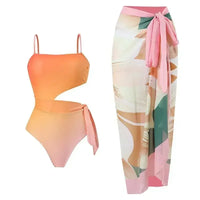 2026 New 2-Piece Women Bikini Set Bodysuit Skirt Cover Ups Sets Women Swimsuit Bandage Bathing Fashion Print Splice Beach Suit