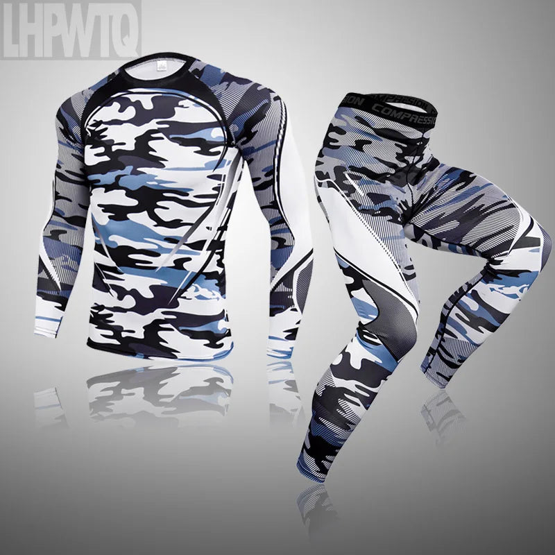 Men's Compression Sports Thermal Underwear Men Clothing Winter Sports Rashgard Track Suit Gym Bodybuilding Suit Second Skin Sets