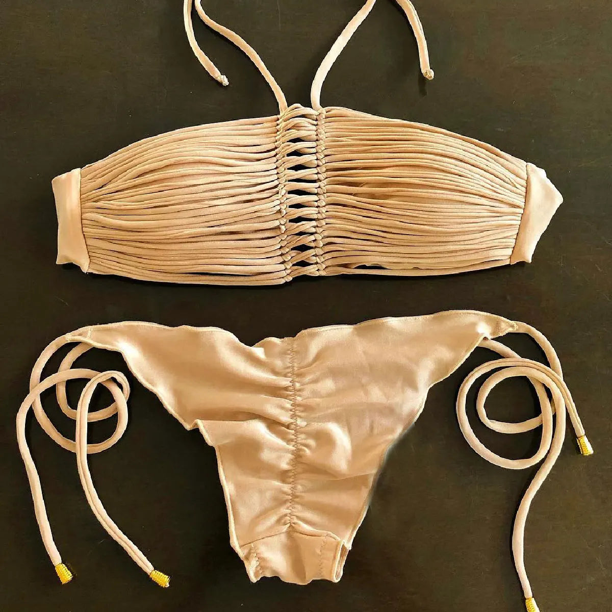Sexy Braid Bikini Swimsuit Brazilan Bikini Set Swimwear for Women High Leg Halter Two Piece Bathing Suits Summer Female
