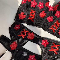 Diccvicc Lingerie for Women Floral Embroidery Sexy Lace Push Up Bra Fancy Garter Set Cute Girl Female Underwear Exotic Apparel