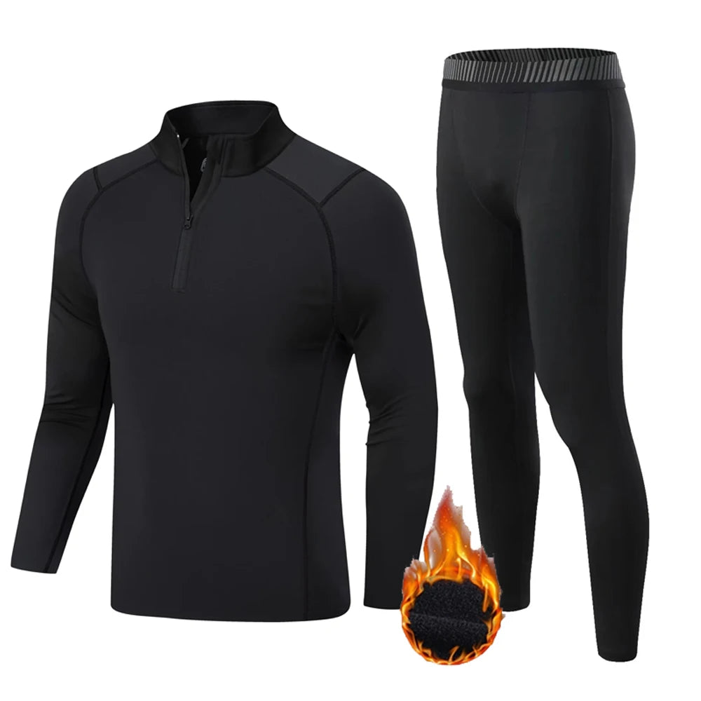 Fleece Underwear Men's Winter Thermal Shirt Pants First layer Long johns Warm Sweat Suit Compression Base Layer Sports tights