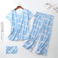 Pajama Sets for Women Summer Short Sleeve Plus Size Lightweight Sleepwear Suit Cute Fresh Homewear 2pcs Suits