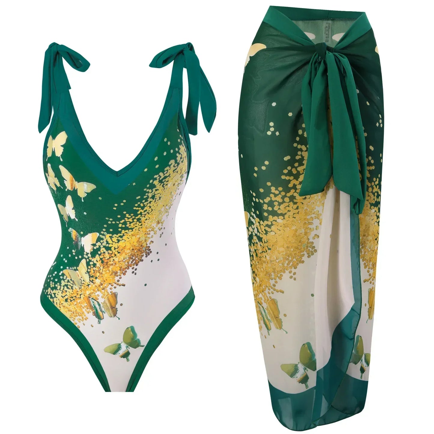 2026 New 2-Piece Women Bikini Set Bodysuit Skirt Cover Ups Sets Women Swimsuit Bandage Bathing Fashion Print Splice Beach Suit