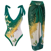2026 New 2-Piece Women Bikini Set Bodysuit Skirt Cover Ups Sets Women Swimsuit Bandage Bathing Fashion Print Splice Beach Suit