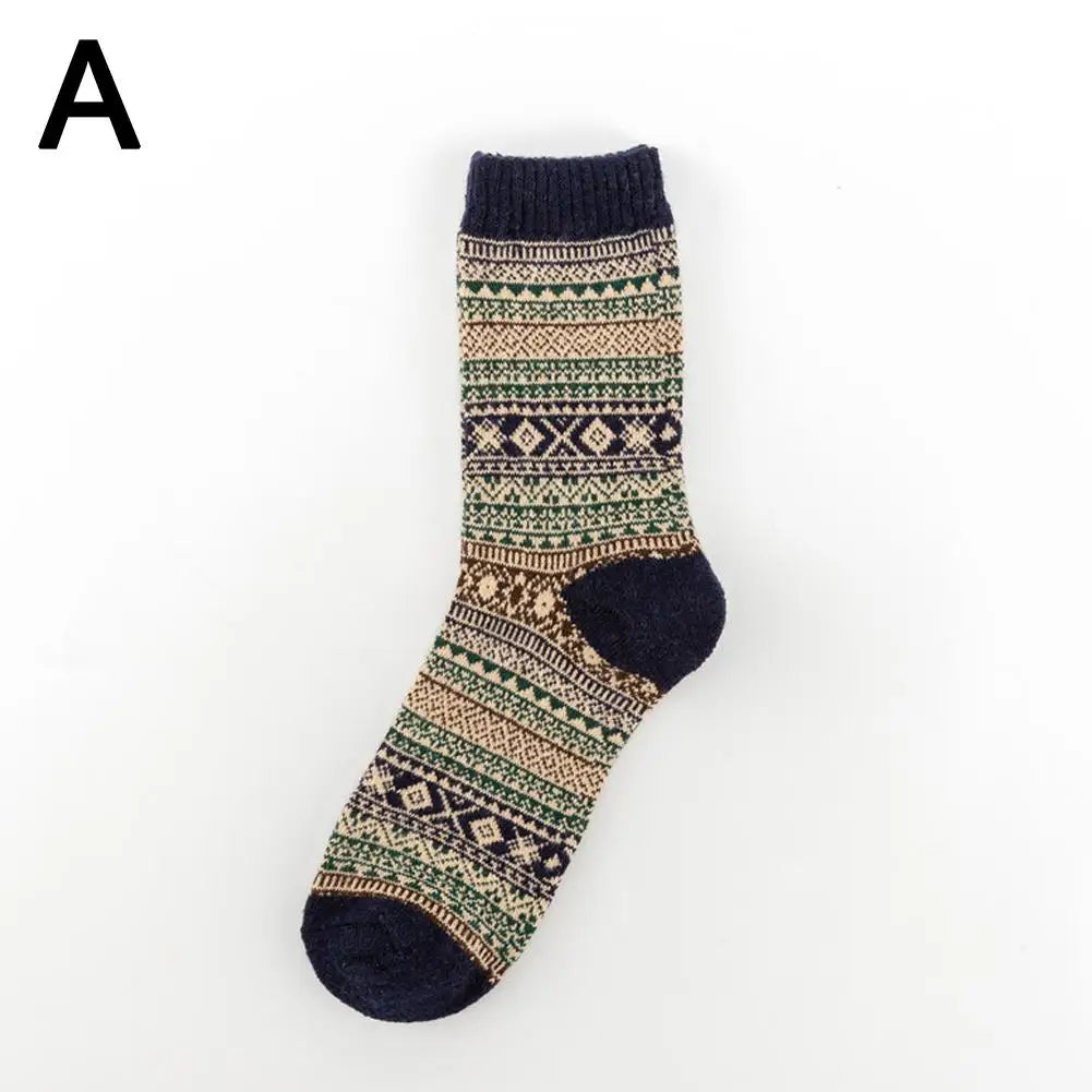 Men's Socks Retro Ethnic High Tube Stocks Autumn Winter Thick Warm Socks Japanese Thick Ins Socks Breathable