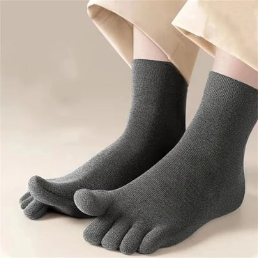 1-5Pairs Five/Two Fingers Toe Socks Breathable Autumn Socks Unisex Sports Running Absorb Sweat Antibacterial Mid-calf Socks 2025