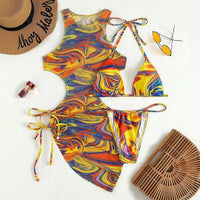 3 Pieces Bikini Set Women Leopard Halter Sexy Swimsuit 2026 Bikinis With Beach Cover Up Swimwear Backless Bandage Bathing Suit