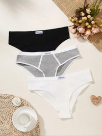 3 pairs of mixed black and white grey base all comfy briefs briefs girls cotton large size underwear