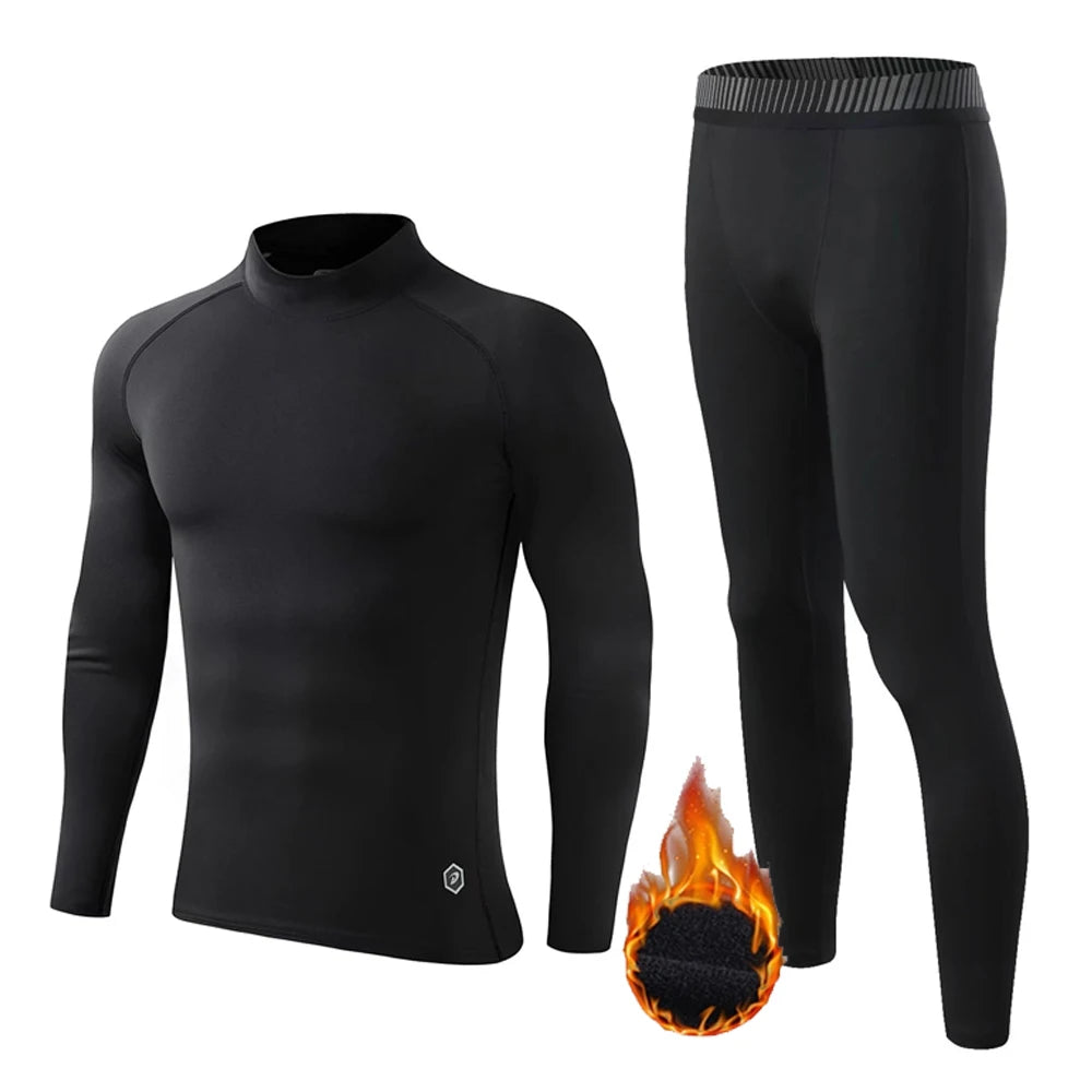 Fleece Underwear Men's Winter Thermal Shirt Pants First layer Long johns Warm Sweat Suit Compression Base Layer Sports tights