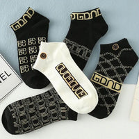 5/10/20 Pairs Winter Socks Men Short Breathable Luxury Socks Designer Brand Low-Cut Fashion Trendy Ankle Socks Geometric Pattern