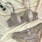 French Thin Cup Lingerie Set Sexy Lace Bras High Quality Women Underwear Wireless Push Up Brassiere Breathable Bras Panties Set