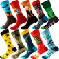 10 Pairs/Lot Funny Happy Men Socks Crew Socks Colorful Combed Cotton Christmas Rhombus Casual Fashion Autumn Big Size Men Socks
