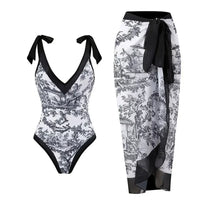 2026 New 2-Piece Women Bikini Set Bodysuit Skirt Cover Ups Sets Women Swimsuit Bandage Bathing Fashion Print Splice Beach Suit