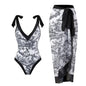 2026 New 2-Piece Women Bikini Set Bodysuit Skirt Cover Ups Sets Women Swimsuit Bandage Bathing Fashion Print Splice Beach Suit
