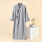 2025 New Japanese Kimono Robe Spring/Summer Men Nightgown 100% Cotton Large Size Bathrobe Men's Mid Length Home Robes Pajamas