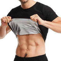 Men Sauna Sweat Short Sleeves Heat Trapping Shirts Sauna Suits Shapewear Waist Slimming Shaper Tops Workout Compression Shirts