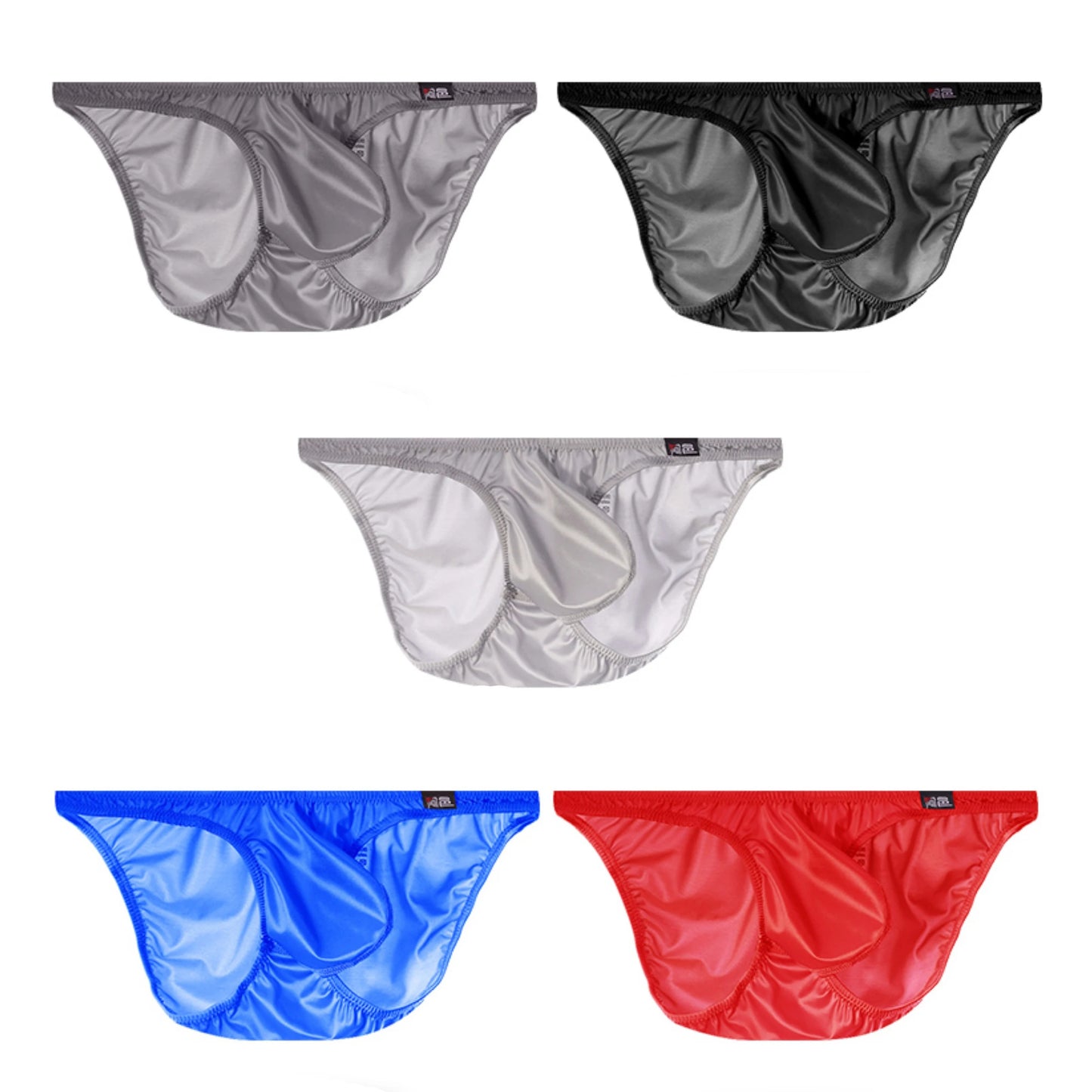 3PCS Japanese men's underwear ice silk low waist sexy triangle pants U convex three-dimensional silky tight