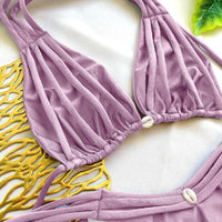 Sexy Braid Bikini Swimsuit Brazilan Bikini Set Swimwear for Women High Leg Halter Two Piece Bathing Suits Summer Female