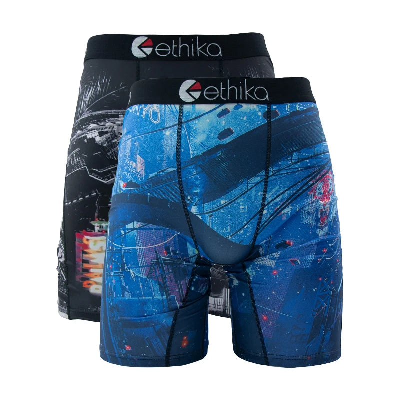 ETHIKA 2Pcs Men Boxershorts Mesh Breathable Crotch Mens Panties Men Underpants Underwear Plus Size Men's Boxers Briefs Trunks