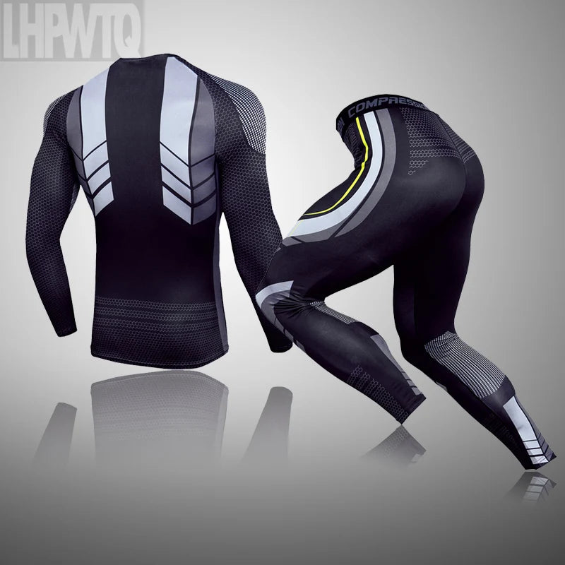 Men's Compression Sports Thermal Underwear Men Clothing Winter Sports Rashgard Track Suit Gym Bodybuilding Suit Second Skin Sets